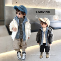 Winter Hooded Denim Fake Two-Piece Boy Jacket